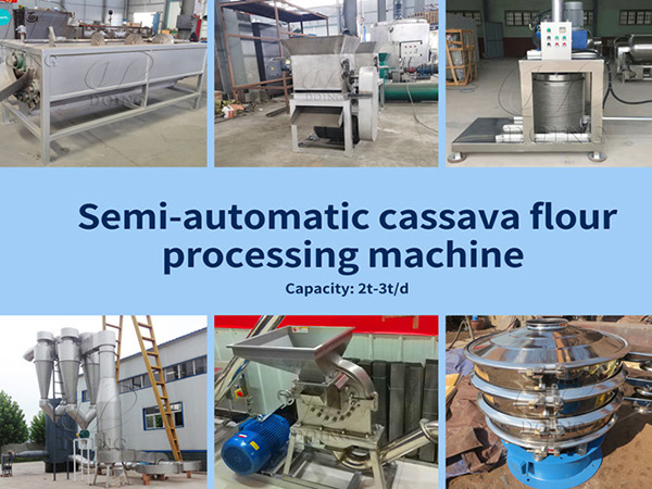 Semi-automatic cassava powder processing equipment bought by a central African client